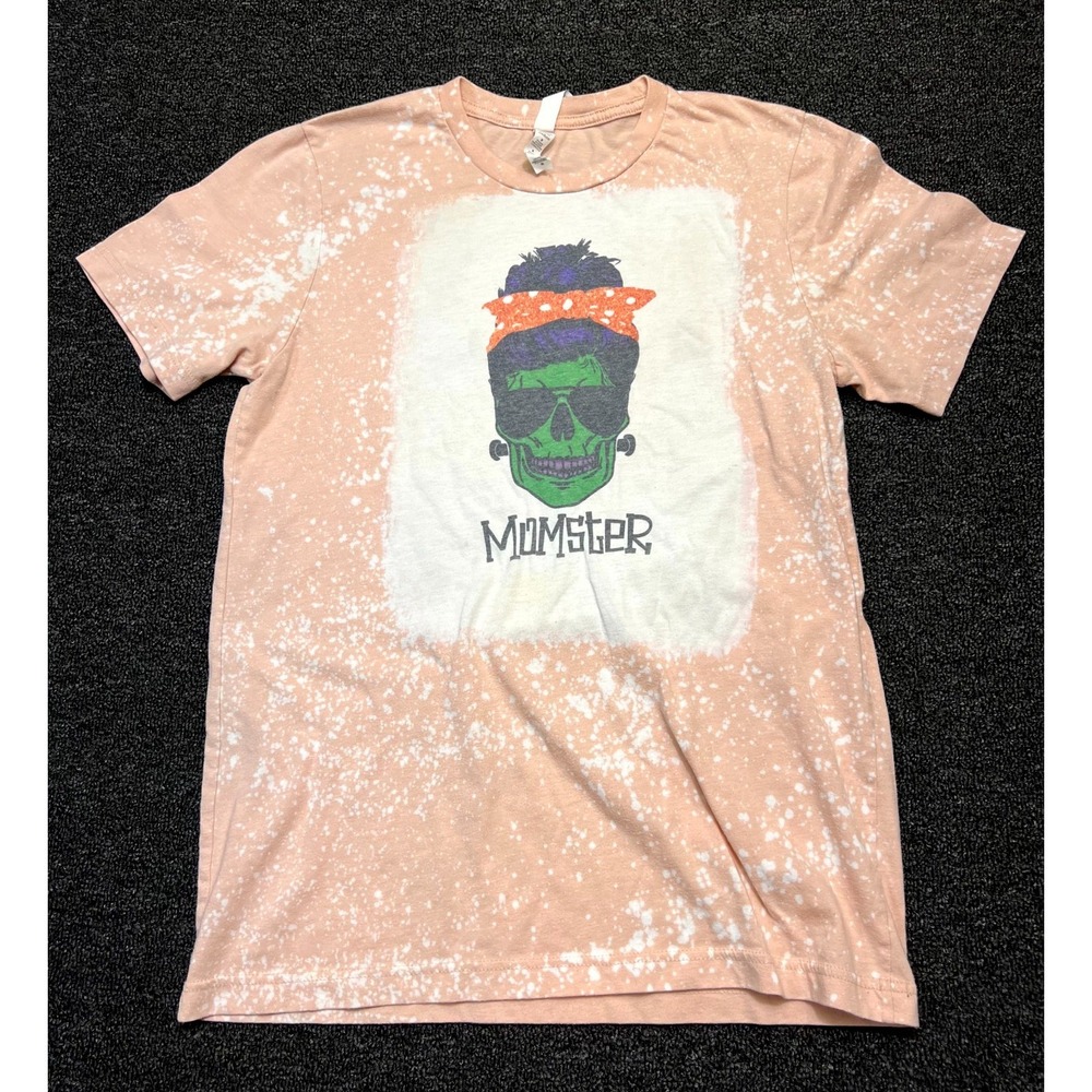 Bella + Canvas T Shirt Unisex M Peach Momster Graphic Print Cotton Crew Neck